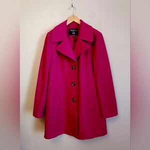 London Fog Bright Pink Short Wool Coat Jacket Size Medium